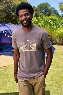 Buy Mountain Warehouse Men's Camping Sketch T-Shirt Organic Cotton Short Sleeve Top • 16.99£