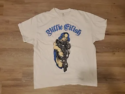Buy Billie Eilish Glitter Bling Black Graphic T-Shirt 2019 Tour Merch Size XL • 18.90£