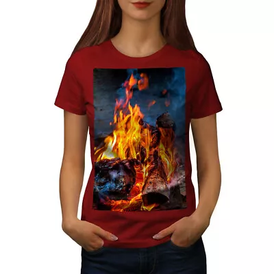 Buy Wellcoda Fire Coal Camping Womens T-shirt, Bonfire Casual Design Printed Tee • 17.99£
