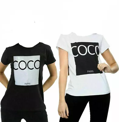 Buy Womens Ladies Short Sleeve COCO Paris Slogan Summer Glen Coco T-Shirt Tee Top • 6.99£