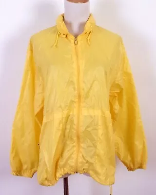 Buy Vintage 70s Lady Van Heusen Full Zip Solid Yellow Windbreaker Jacket Hoodie L • 34.09£