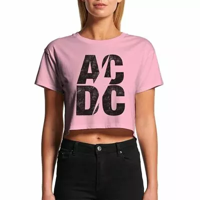 Buy Women's AC/DC Logo Cropped Pink T-Shirt • 10£