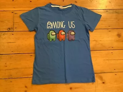Buy New No Tags Childs Among Us Blue Short Sleeve T-Shirt Approx Age 13 • 5.99£
