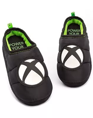 Buy XBOX Slippers Boys Kids Teens Game Console Logo Green Black Shoes • 13.95£