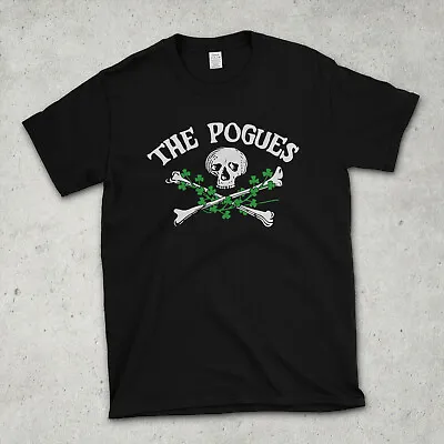 Buy THE POGUES Skull Crossbones & Shamrocks Cotton T Shirt - Retro Punk Irish Music • 12.99£