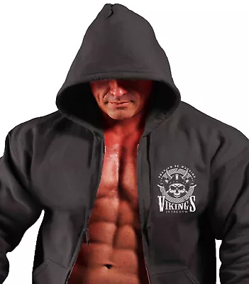 Buy Men's Full Zip Hoodie Viking Zipper Hooded Sweatshirt NEW Bebak In The Gym • 37.99£