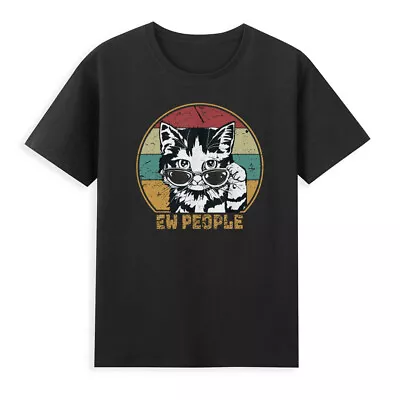 Buy Ew People Retro Cat Funny Vintage Anti Social Introvert Novelty Men's T-Shirt • 11.99£