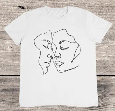 Buy One Line Girl Silhouettes T Shirt - Abstract One Line Art - %100 Premium Cotton • 12.95£