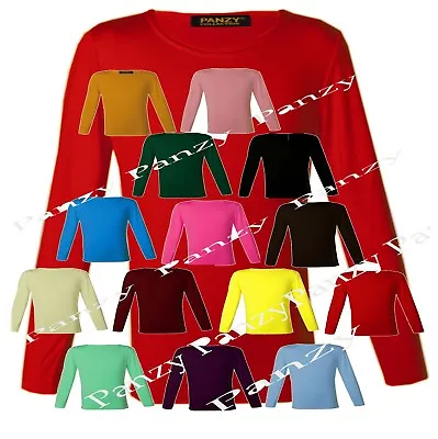 Buy Girls Long Sleeve Top Plain Basic Kids Children T-shirt Crew Neck Uniform • 3.99£