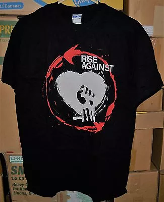 Buy Rise Against, Heart Fist, Black T-Shirt, (Size Medium), BRAND NEW SEALED • 18.89£