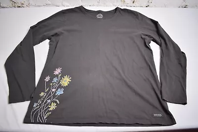 Buy Women's Life Is Good Keep It Wild Wildflowers Gray Crusher T Shirt Sz XL • 14.17£