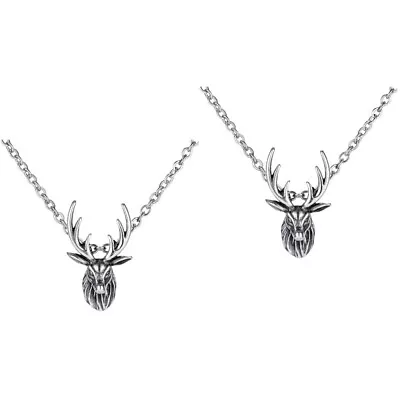 Buy 2 Pcs Deer Sweater Chain Antler Necklace Vintage Charming • 13.48£