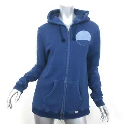 Buy FREECITY Logo Sleeve Zip-Up Hoodie Sweatshirt Dark Blue Size 2 • 93.55£