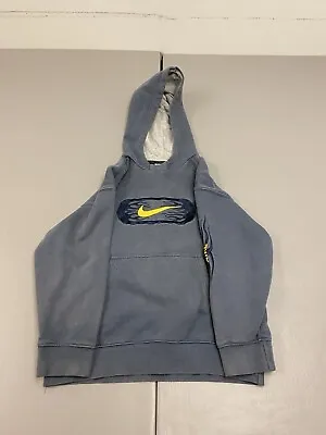 Buy Vintage Nike Boys Hoodie Sweatshirt Swoosh Flames Logo Pullover Blue Long Sleeve • 39.34£