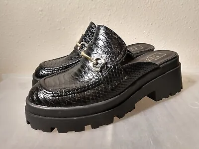 Buy Shu Shop Audra Mule Loafer Black Faux Snake Comfort Platform Shoes Women Sz 9 • 20.47£