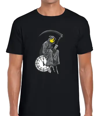 Buy Grim Reaper Time Banksy T Shirt Mens Cool Graffiti Art Retro Fashion Funny Top • 9.99£