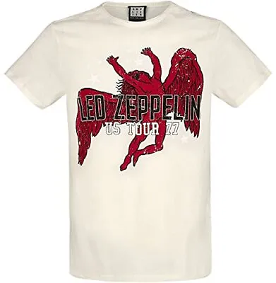 Buy Amplified Led Zeppelin US Tour 77 Icarus T-Shirt In Vintage White (M) • 19.06£