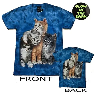 Buy Unisex Tye Dye Cats T-Shirt Both Side Print Glow In The Dark • 12.99£