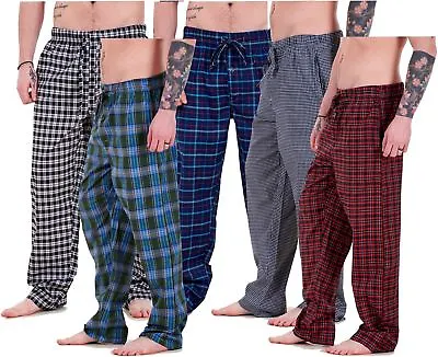 Buy New Mens Pyjama Bottoms Rich Cotton Woven Check Lounge Pants Nightwear M To 5XL • 8.95£