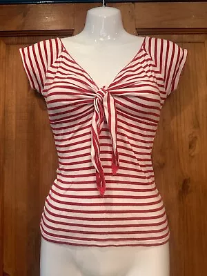 Buy Hell Bunny Red & White 50s Rockabilly Top Size S Summer Holiday • 4.50£