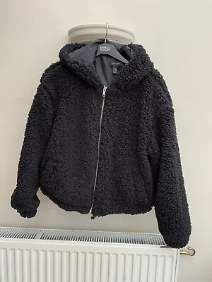 Buy Women’s New Look Black Teddy Fleece Hooded Jacket Size Medium Worn Once VGC • 11.99£