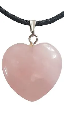 Buy ROSE QUARTZ Gemstone 22mm Love Heart Healing Chakra Pendant Necklace Jewellery • 4.99£