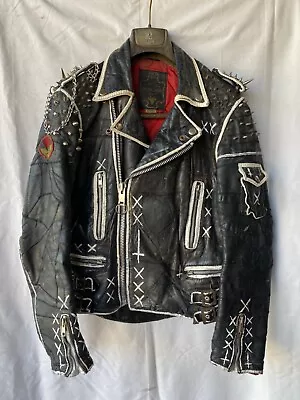 Buy Vintage CAMPRI Biker Leather Jacket Motorcycle Black Punk Rock Indie Patchwork S • 250£