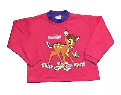 Buy Vintage Disney Bambi Crewneck Sweatshirt Youth 14.5 X 14 1990s Pink Walt Disney • 35.44£