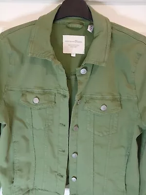 Buy Denim Jacket Green Women's Tom Tailor Long Sleeve Button Tab Size S/M • 24.99£