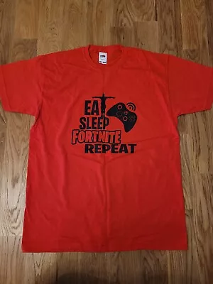 Buy Boys Red Eat Sleep FORTNITE Repeat Tshirt 12 - 13 Years • 3£