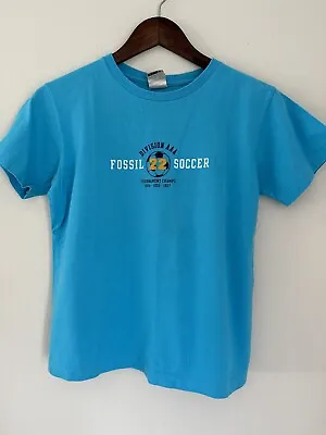 Buy Fossil Boys Girls Medium TShirt Blue Soccer Division AAA Tournament Champs • 0.78£