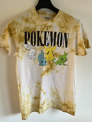 Buy Pokemon Anime Manga T-shirt Size Medium Yellow White  Tie Dye • 15.99£