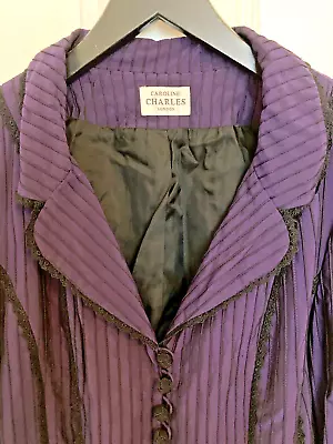 Buy Purple And Black Striped Pintuck Lace Jacket UK 12 By CAROLINE CHARLES LONDON • 19.99£