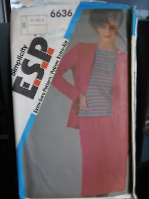 Buy Simplicity ESP #6636 Misses Unlined Jacket/Skirt/Top Pattern - Sizes 14 & 16 • 6.04£