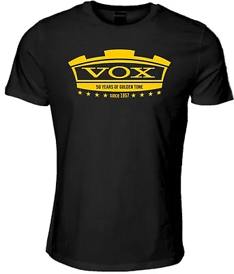 Buy Vox Amplification T-Shirt Guitar Gold Tone Tee Mens Band Rock Music Top • 15.50£