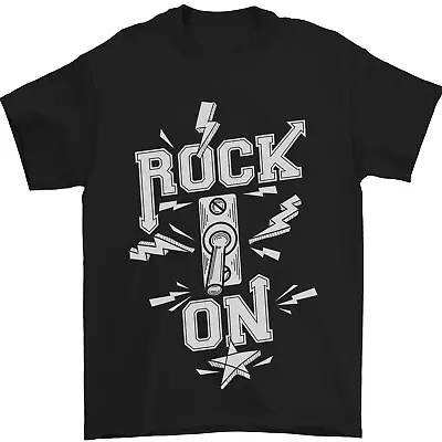 Buy Rock On Funny Music Heavy Metal Guitar Mens T-Shirt 100% Cotton • 10.48£