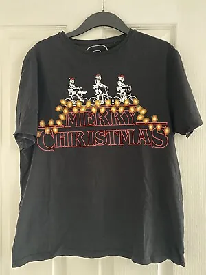 Buy Mens George Stranger Things Christmas T Shirt Black Size Large • 1.50£
