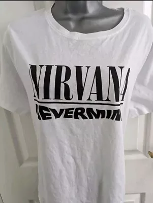 Buy Ladies Nirvana Nevermind White Logo Band T-shirt/Top Size 18 • 15£