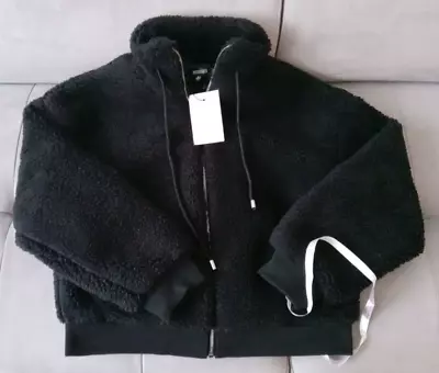 Buy MissGuided Borg Teddy Bomber Jacket Coat Black Size 4 (3XS) Ladies Girls RRP£35 • 11.99£