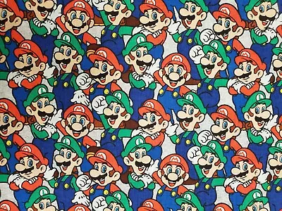 Buy Super Mario Fabric UK Fat Quarter 56cm X 50cm Approx 100% Cotton Mario Luigi • 4.49£