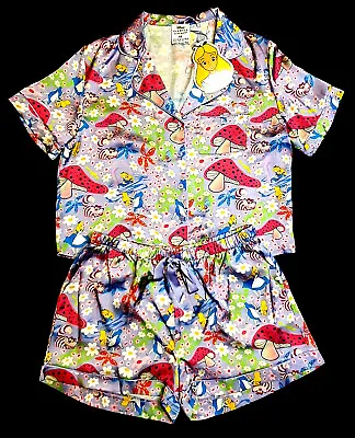 Buy Alice In Wonderland Ladies Shirt Top & Short Pyjama Set Pj Bnwt Primark Licensed • 29.95£