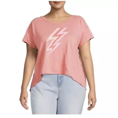 Buy Women's Terra & Sky Short Sleeve Elevated Graphic Tee 1X Pink Dust T-Shirt NWT • 14.46£