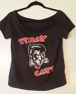 Buy STRAY CATS Shirt Rockabilly Tee T-Shirt Boat Neck Off Shoulder Brian Setzer • 25.58£