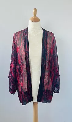 Buy Influence Kimono Jacket Animal Print Red And Black Size 10 Chiffon • 6.99£