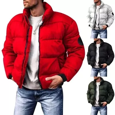 Buy Winter Men's Quilted Zip Up Coat Padded Bubble Puffer Comfy Jackets Warm Outwear • 9.99£