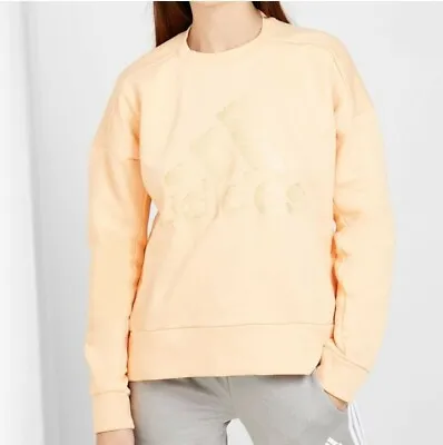 Buy Adidas Crew-Neck ID Glam-Logo Sweatshirt - Orange, XS #7910 • 24.01£