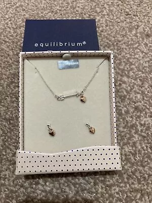 Buy Equilibrium Cupids Arrow Necklace And Earrings. Silver/rose Gold Plated • 7£