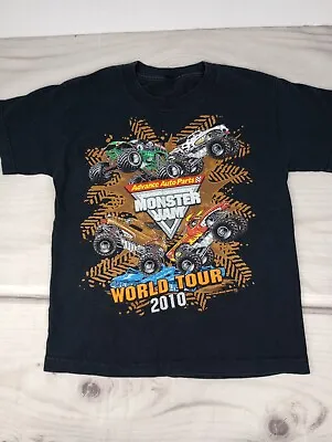 Buy Monster Jam 2010 T-Shirt Youth Size Large 10-12 Grave Digger Black World Tour • 22.42£