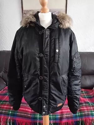 Buy JACK & JONES Mens Hooded Jacket UK L Black Polyester  • 6.99£