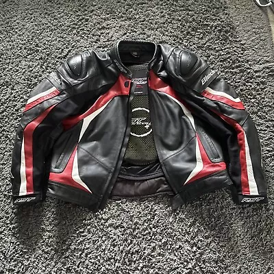 Buy RST PERFORMANCE WEAR Leather Padded Motorcycle Jacket Red And Black • 149.99£